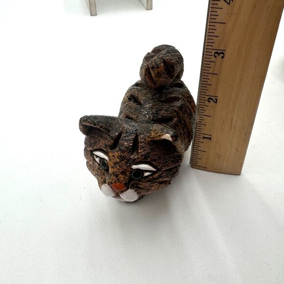 Artesania Rinconada brown tabby cat figurine Uruguay art pottery brown white - Picture 10 of 13